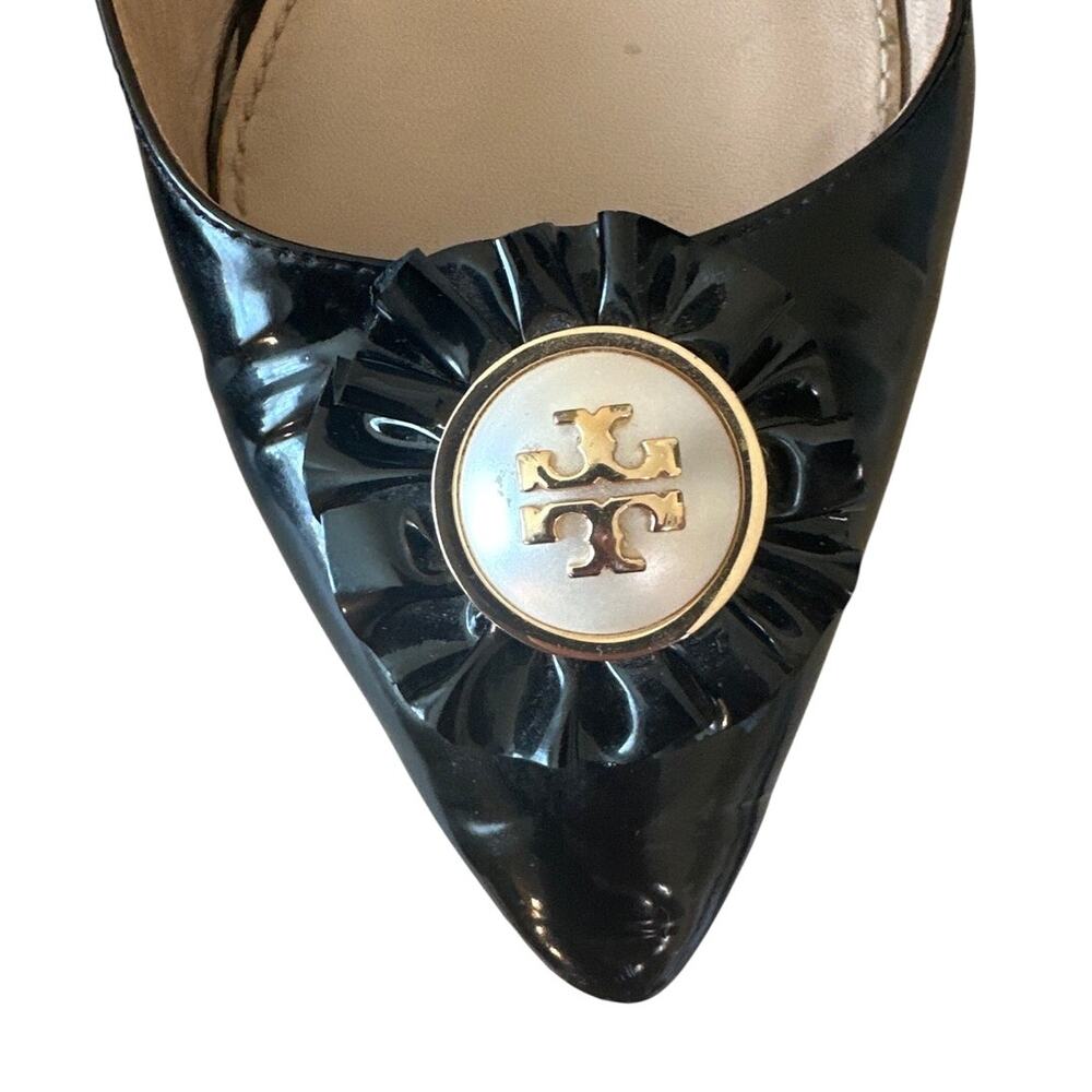 Tory Burch Melody Pointed Toe Patent‎ Flats Black 8 - Picture 15 of 15
